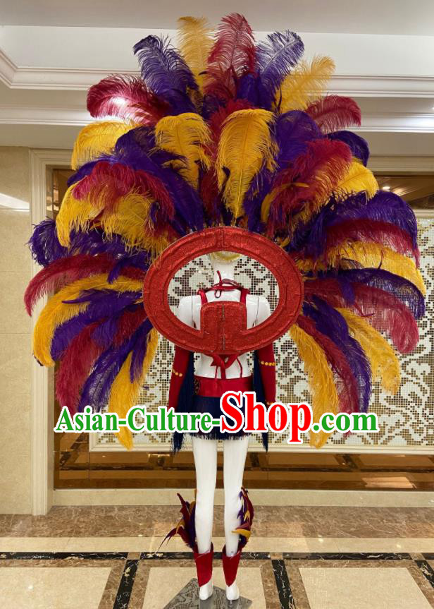 Professional Samba Dance Clothing Miami Deluxe Feathers Wings and Headdress Brazilian Carnival Props Professional Samba Dance Clothing Miami Deluxe Feathers Wings and Headdress Brazilian Carnival Props