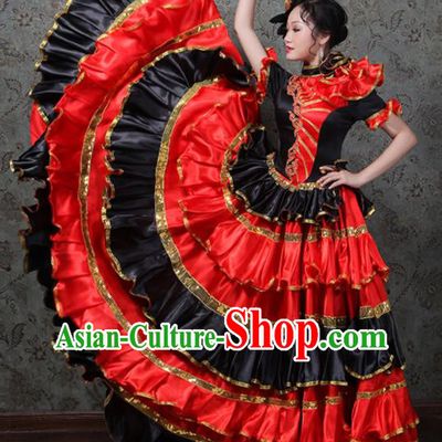 Professional Modern Dance Clothing Spanish Dance Garment Costume Opening Dance Red Dress