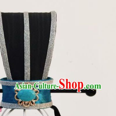 Handmade Chinese Tang Dynasty Prince Blue Hair Crown Ancient Scholar Headwear Drama Traditional Hanfu Hairpin Headpieces