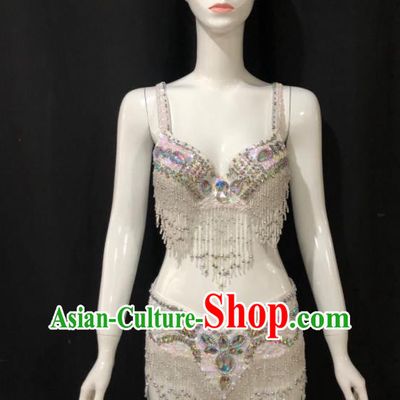 Custom Samba Dance White Uniforms Brazilian Carnival Parade Costumes Opening Show Clothing Woman Catwalks Swimwear