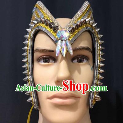 Professional Rome Knight Headwear Halloween Cosplay Warrior Helmet Easter Hair Decorations Stage Performance Rivet Hat