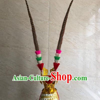 Handmade Opera Giant Headpiece Stage Performance Hair Accessories Drama Feather Headwear Halloween Cosplay Handsome Monkey King Hair Crown