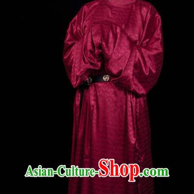 China Tang Dynasty Hanfu Red Round Collar Robe Traditional Historical Clothing Ancient Swordsman Garment Costume for Women for Men