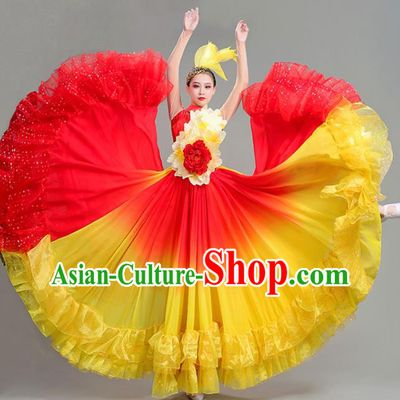 Professional Opening Dance Red Dress China Spring Festival Gala Performance Clothing Chorus Group Garment Costume
