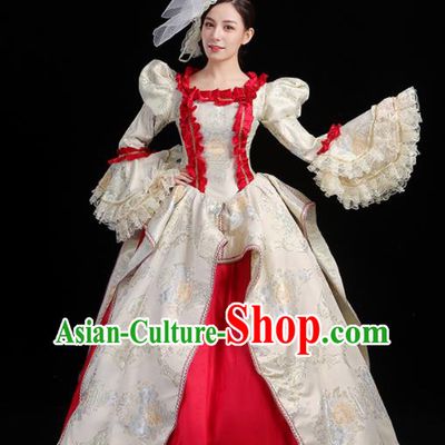 Custom Europe Court Woman Clothing Catwalks Lace Sleeve Full Dress European Medieval Vintage Dress Western Opera Performance Fashion
