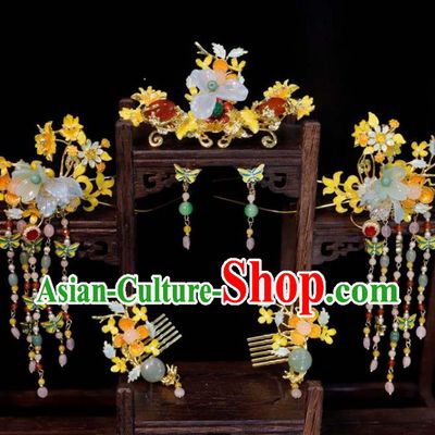 Chinese Handmade Wedding Hair Accessories Ancient Bride Hair Combs Classical Tassel Hairpins XiuHe Headpieces