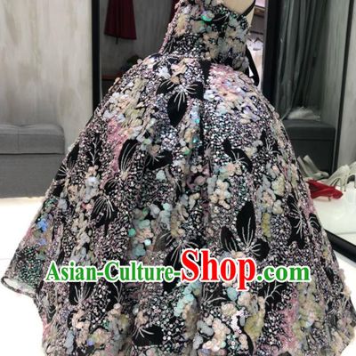 Top Baroque Princess Evening Garment Children Stage Performance Full Dress Girl Catwalks Show Sequins Clothing