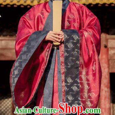China Traditional Ceremony Historical Clothing Ancient Scholar Garment Costume Ming Dynasty Red Official Robe