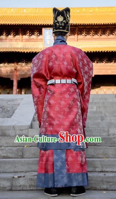 China Traditional Ceremony Historical Clothing Ancient Scholar Garment Costume Ming Dynasty Red Official Robe China Traditional Ceremony Historical Clothing Ancient Scholar Garment Costume Ming Dynasty Red Official Robe