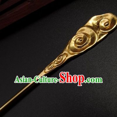 Chinese Classical Golden Hair Stick Handmade Cheongsam Headpiece Traditional Hanfu Hair Accessories Carving Cloud Hairpin