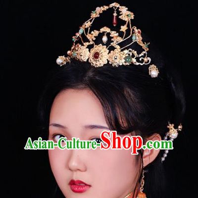Chinese Classical Wedding Hair Crown Handmade Song Dynasty Headdress Traditional Hanfu Hair Accessories Ancient Princess Headpiece