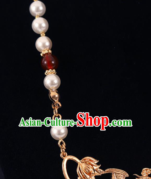 Chinese Handmade Wedding Golden Necklace Pendant Classical Jewelry Accessories Ming Dynasty Princess Necklet Chinese Handmade Wedding Golden Necklace Pendant Classical Jewelry Accessories Ming Dynasty Princess Necklet