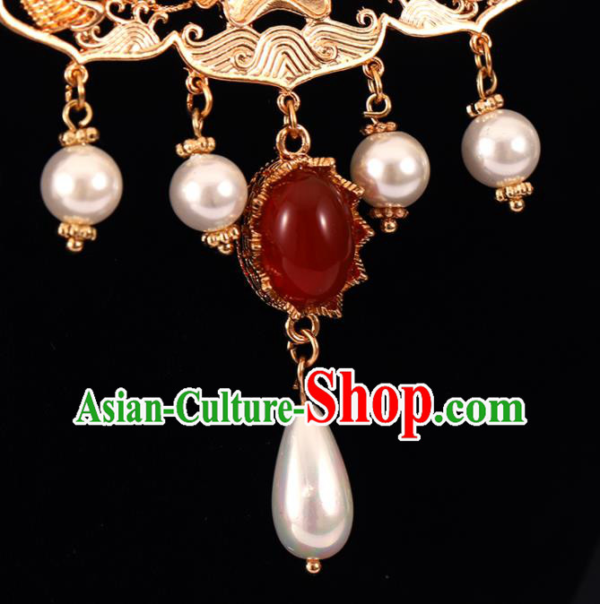 Chinese Handmade Wedding Golden Necklace Pendant Classical Jewelry Accessories Ming Dynasty Princess Necklet Chinese Handmade Wedding Golden Necklace Pendant Classical Jewelry Accessories Ming Dynasty Princess Necklet