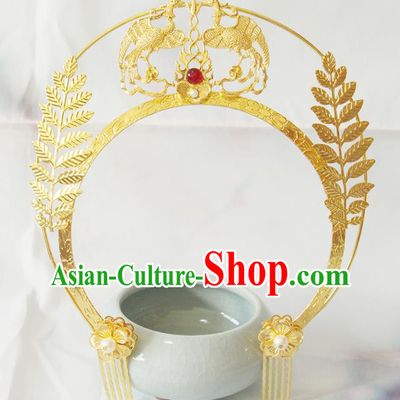Chinese Classical Wedding Hair Crown Handmade Tang Dynasty Headpiece Traditional Hanfu Hair Accessories Ancient Goddess Tiara