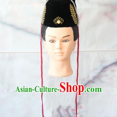 China Ancient Swordsman Hat Handmade Fly Fish Cloth Hair Accessories Traditional Ming Dynasty Imperial Guard Headwear