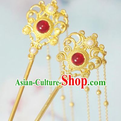 Chinese Ancient Princess Tassel Hairpin Classical Wedding Hair Stick Handmade Tang Dynasty Headpiece Traditional Hanfu Hair Accessories