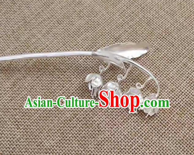 Chinese Classical Hair Stick Cheongsam Headpiece Traditional Hair Accessories Handmade Silver Convallaria Hairpin Chinese Classical Hair Stick Cheongsam Headpiece Traditional Hair Accessories Handmade Silver Convallaria Hairpin