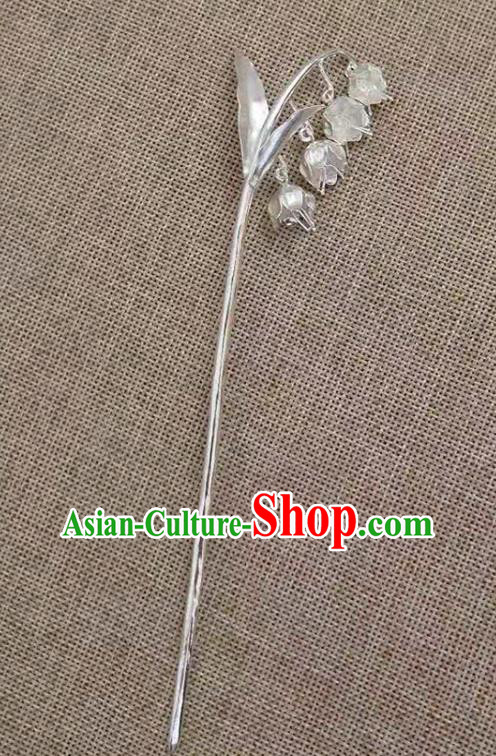 Chinese Classical Hair Stick Cheongsam Headpiece Traditional Hair Accessories Handmade Silver Convallaria Hairpin Chinese Classical Hair Stick Cheongsam Headpiece Traditional Hair Accessories Handmade Silver Convallaria Hairpin
