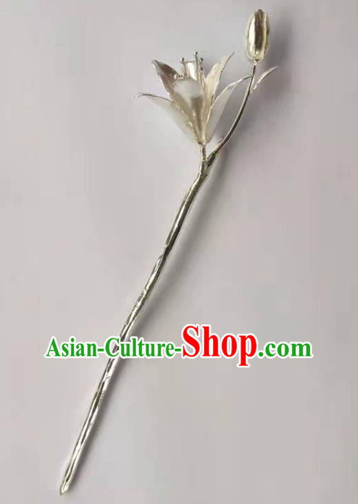 Chinese Traditional Hair Accessories Handmade Silver Mangnolia Hairpin Classical Hair Stick Cheongsam Headpiece Chinese Traditional Hair Accessories Handmade Silver Mangnolia Hairpin Classical Hair Stick Cheongsam Headpiece