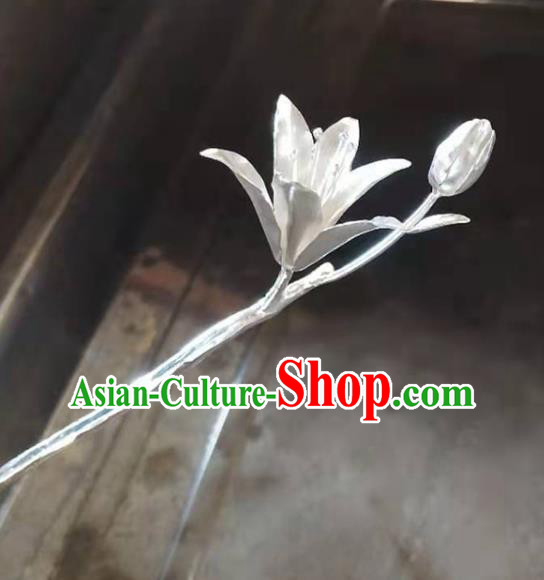 Chinese Traditional Hair Accessories Handmade Silver Mangnolia Hairpin Classical Hair Stick Cheongsam Headpiece Chinese Traditional Hair Accessories Handmade Silver Mangnolia Hairpin Classical Hair Stick Cheongsam Headpiece