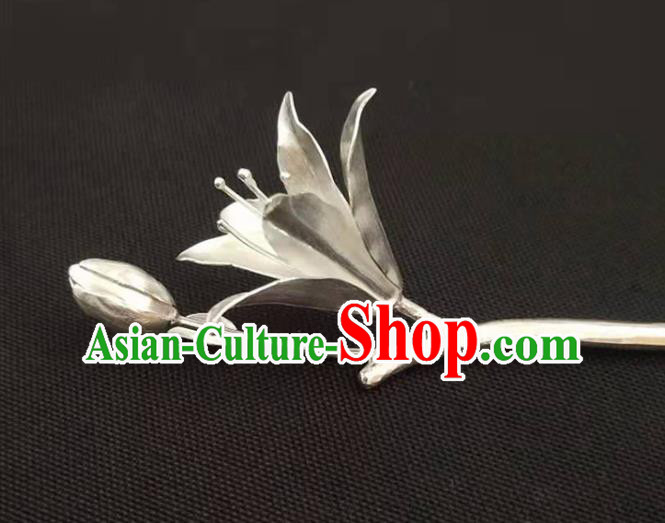 Chinese Traditional Hair Accessories Handmade Silver Mangnolia Hairpin Classical Hair Stick Cheongsam Headpiece Chinese Traditional Hair Accessories Handmade Silver Mangnolia Hairpin Classical Hair Stick Cheongsam Headpiece