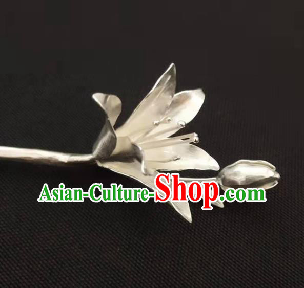 Chinese Traditional Hair Accessories Handmade Silver Mangnolia Hairpin Classical Hair Stick Cheongsam Headpiece Chinese Traditional Hair Accessories Handmade Silver Mangnolia Hairpin Classical Hair Stick Cheongsam Headpiece