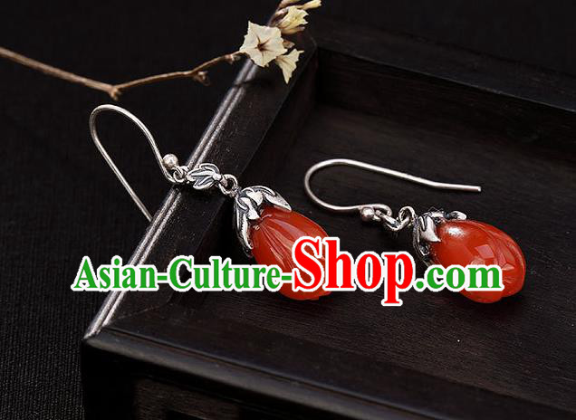 Handmade China Classical Silver Ear Accessories Cheongsam Ear Jewelry Wedding Agate Mangnolia Earrings Handmade China Classical Silver Ear Accessories Cheongsam Ear Jewelry Wedding Agate Mangnolia Earrings