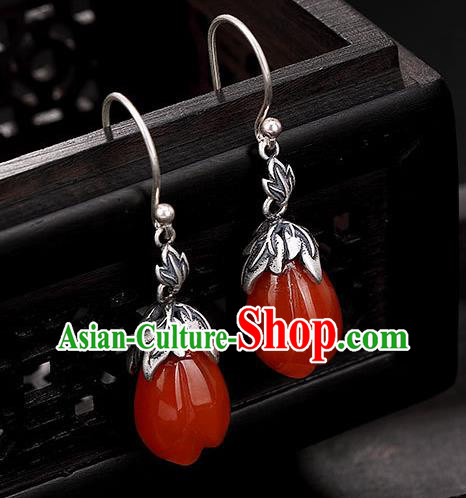 Handmade China Classical Silver Ear Accessories Cheongsam Ear Jewelry Wedding Agate Mangnolia Earrings Handmade China Classical Silver Ear Accessories Cheongsam Ear Jewelry Wedding Agate Mangnolia Earrings