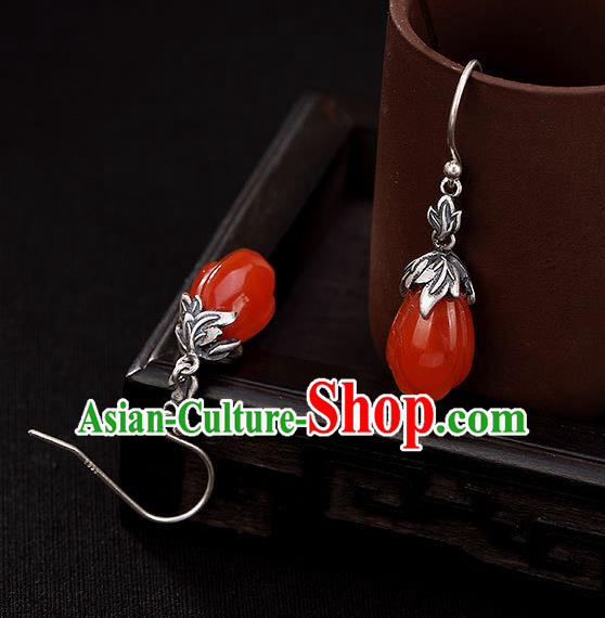 Handmade China Classical Silver Ear Accessories Cheongsam Ear Jewelry Wedding Agate Mangnolia Earrings Handmade China Classical Silver Ear Accessories Cheongsam Ear Jewelry Wedding Agate Mangnolia Earrings