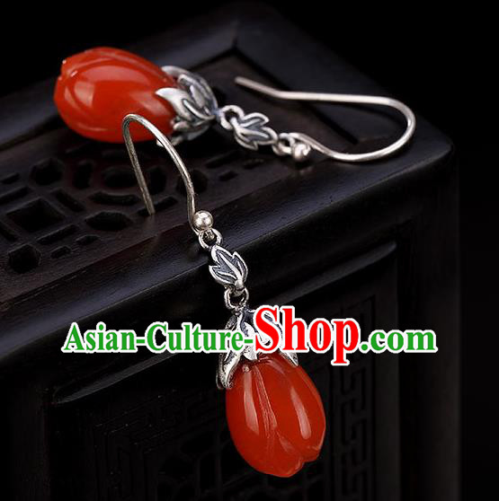 Handmade China Classical Silver Ear Accessories Cheongsam Ear Jewelry Wedding Agate Mangnolia Earrings Handmade China Classical Silver Ear Accessories Cheongsam Ear Jewelry Wedding Agate Mangnolia Earrings