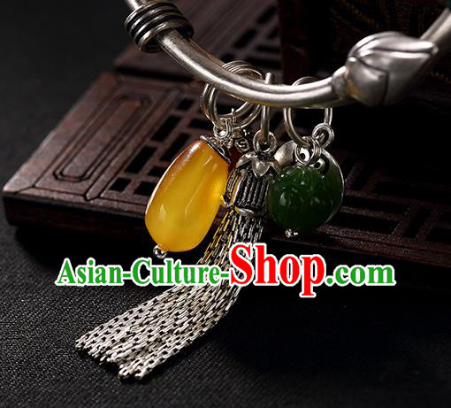 Chinese Cheongsam Wristlet Accessories Handmade Carving Lotus Bracelet Classical Silver Bangle Jewelry Chinese Cheongsam Wristlet Accessories Handmade Carving Lotus Bracelet Classical Silver Bangle Jewelry