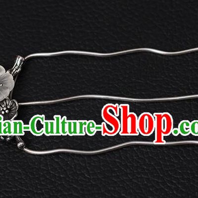 Chinese Traditional Hair Jewelry Classical Silver Hair Comb Cheongsam Accessories Headpiece Handmade Crystal Sakura Hairpin