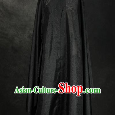 China Ancient Ming Dynasty Royal Countess Garment Costume Traditional Hanfu Black Silk Long Gown Noble Woman Historical Clothing