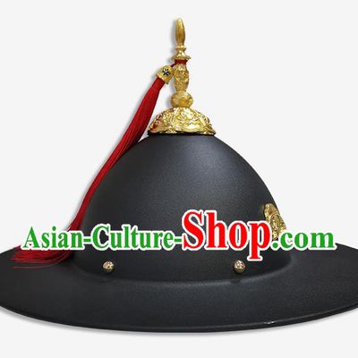 Chinese Traditional Fly Fish Cloth Headwear Ming Dynasty Imperial Guard Hat Ancient Swordsman Saucer Helmet