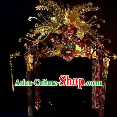 Top China Wedding Hair Accessories Stage Show Deluxe Hair Crown Ancient Imperial Concubine Phoenix Coronet Catwalks Headdress