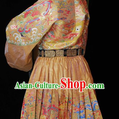 Deep Blue Color Ancient China Ming Dynasty Imperial Bodyguard Embroidered Fei Yu Garment Fly Fish Clothing for Men