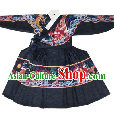 Deep Blue Color Ancient China Ming Dynasty Imperial Bodyguard Fei Yu Fu Garment Fly Fish Clothing for Men