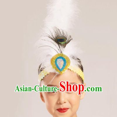 Professional China Girl Peacock Dance Hair Crown Dai Nationality Dance Hair Accessories Yunnan Ethnic Dance Feather Headdress