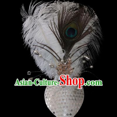 Professional China Yunnan Ethnic Peacock Dance Feather Headdress Children Dance Performance Hair Crown Dai Nationality Dance Hair Accessories