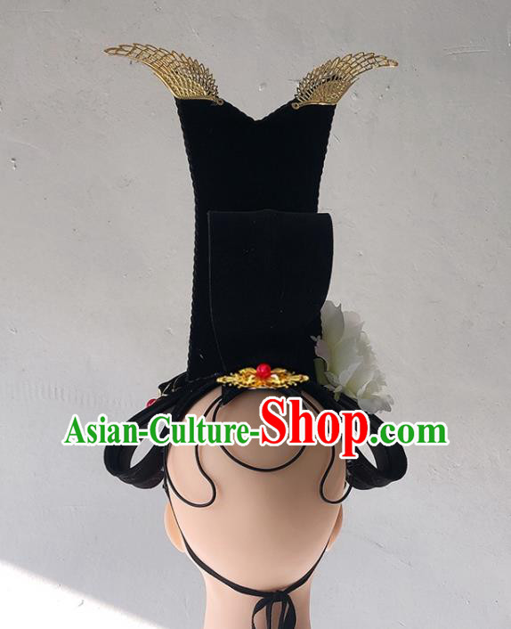 Handmade Chinese Court Dance Hairpieces Classical Dance Wigs Chignon Hanfu Dance Hair Accessories Handmade Chinese Court Dance Hairpieces Classical Dance Wigs Chignon Hanfu Dance Hair Accessories