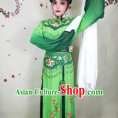 China Peking Opera Diva Costumes Beijing Opera Actress Green Dress Shaoxing Opera Hua Tan Uniforms Ancient Fairy Clothing