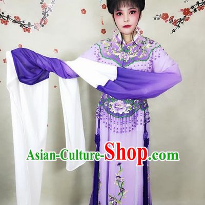 China Ancient Fairy Clothing Peking Opera Diva Costumes Beijing Opera Actress Purple Dress Shaoxing Opera Hua Tan Uniforms