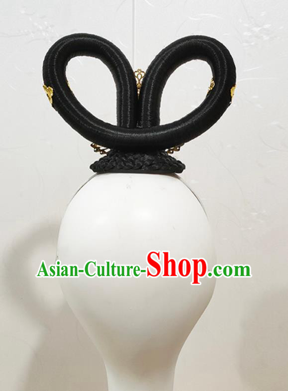 Chinese Classical Dance Wigs Chignon Woman Solo Dance Hair Accessories Goddess Dance Hairpieces Chinese Classical Dance Wigs Chignon Woman Solo Dance Hair Accessories Goddess Dance Hairpieces
