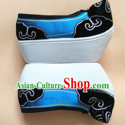 Chinese Peking Opera Shoes Male Shoes Beijing Opera Xiaosheng Shoes Handmade Scholar Blue Shoes