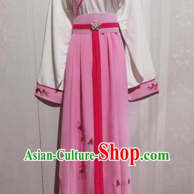 China Beijing Opera Xiaodan Garment Costumes Ancient Servant Girl Clothing Peking Opera Maid Lady Pink Dress Uniforms