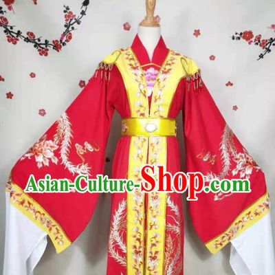 China Peking Opera Empress Red Dress Uniforms Beijing Opera Hua Tan Garment Costumes Ancient Queen Clothing