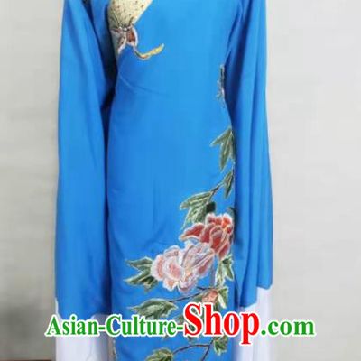 Chinese Ancient Scholar Garment Costume Peking Opera Niche Liang Shanbo Embroidered Blue Robe Beijing Opera Xiaosheng Clothing