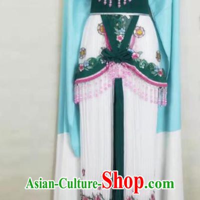 China Peking Opera Actress Costumes Beijing Opera Hua Tan Green Dress Shaoxing Opera Noble Lady Uniforms Ancient Princess Clothing