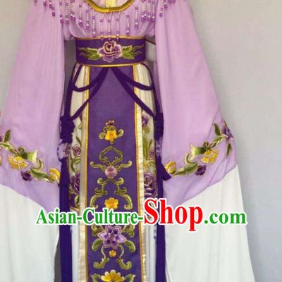 China Beijing Opera Hua Tan Costume Huangmei Opera Fairy Uniforms Ancient Noble Lady Clothing Peking Opera Diva Purple Dress