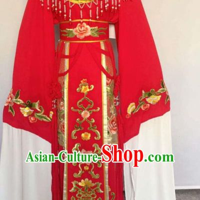 China Ancient Noble Lady Clothing Peking Opera Diva Red Dress Beijing Opera Hua Tan Costume Huangmei Opera Fairy Uniforms